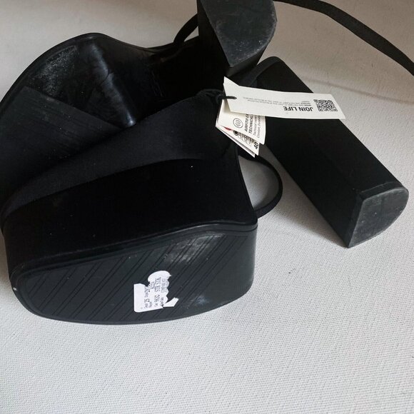 NWT Black Chunky Platform Nylon Ankle Wrap Closure heels 40 - Picture 11 of 11